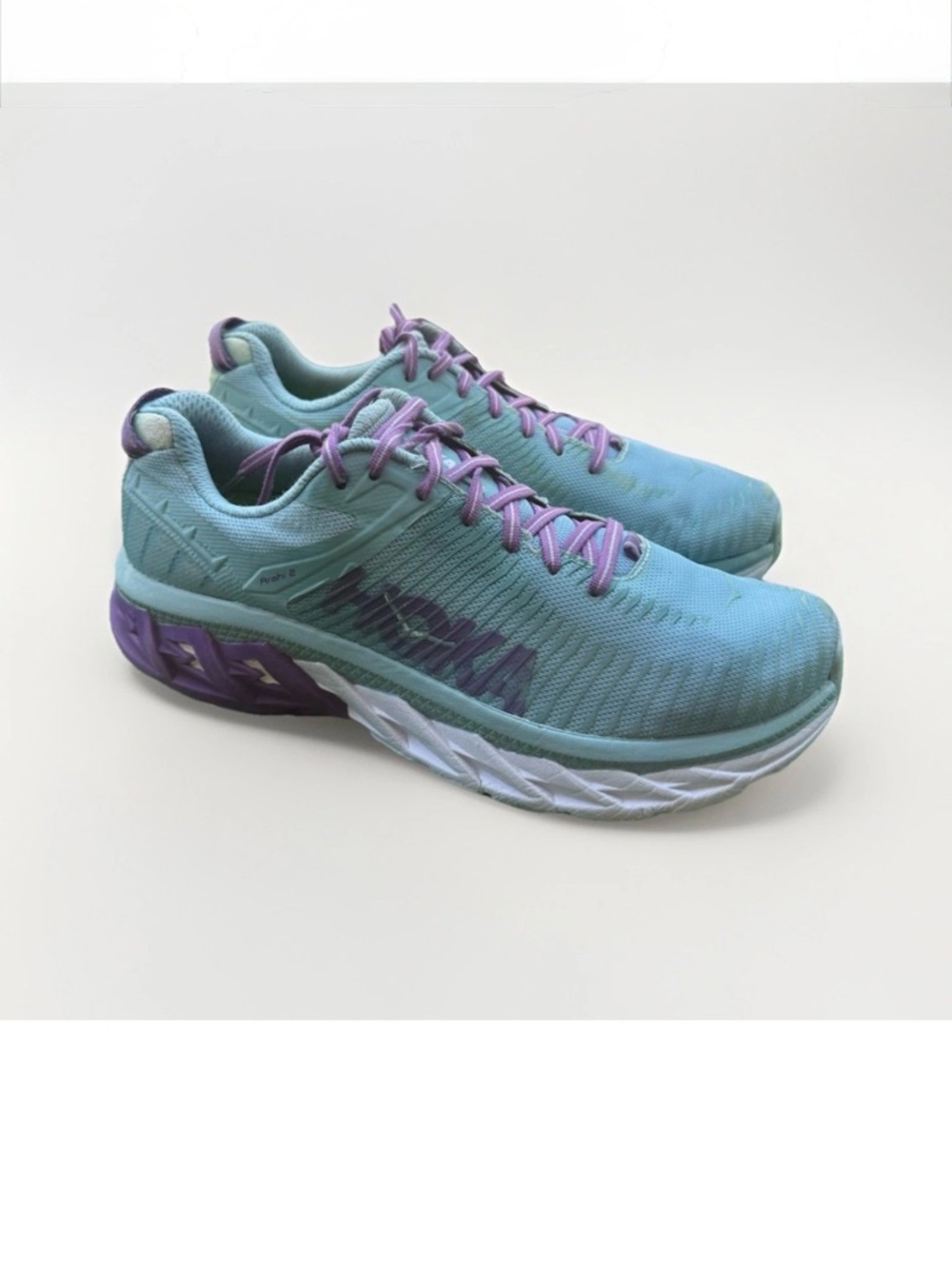 Hoka One One Womens Sz 9.5 Aqua Blue Purple Running Shoes Mesh Athletic Sneakers - Picture 3 of 16